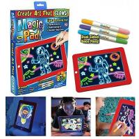 Lousa Magica De Desenhos 30 Atividades Neon 3d Led Quadro Iluminado Infantil Kit Completo 3 Canetas Tablet Criança Aviso - 1