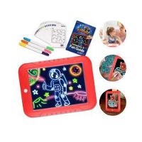 Lousa Magica De Desenhos 30 Atividades Neon 3d Led Quadro Iluminado Infantil Kit Completo 3 Canetas Tablet Criança Aviso - 2