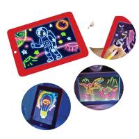 Lousa Magica De Desenhos 30 Atividades Neon 3d Led Quadro Iluminado Infantil Kit Completo 3 Canetas Tablet Criança Aviso