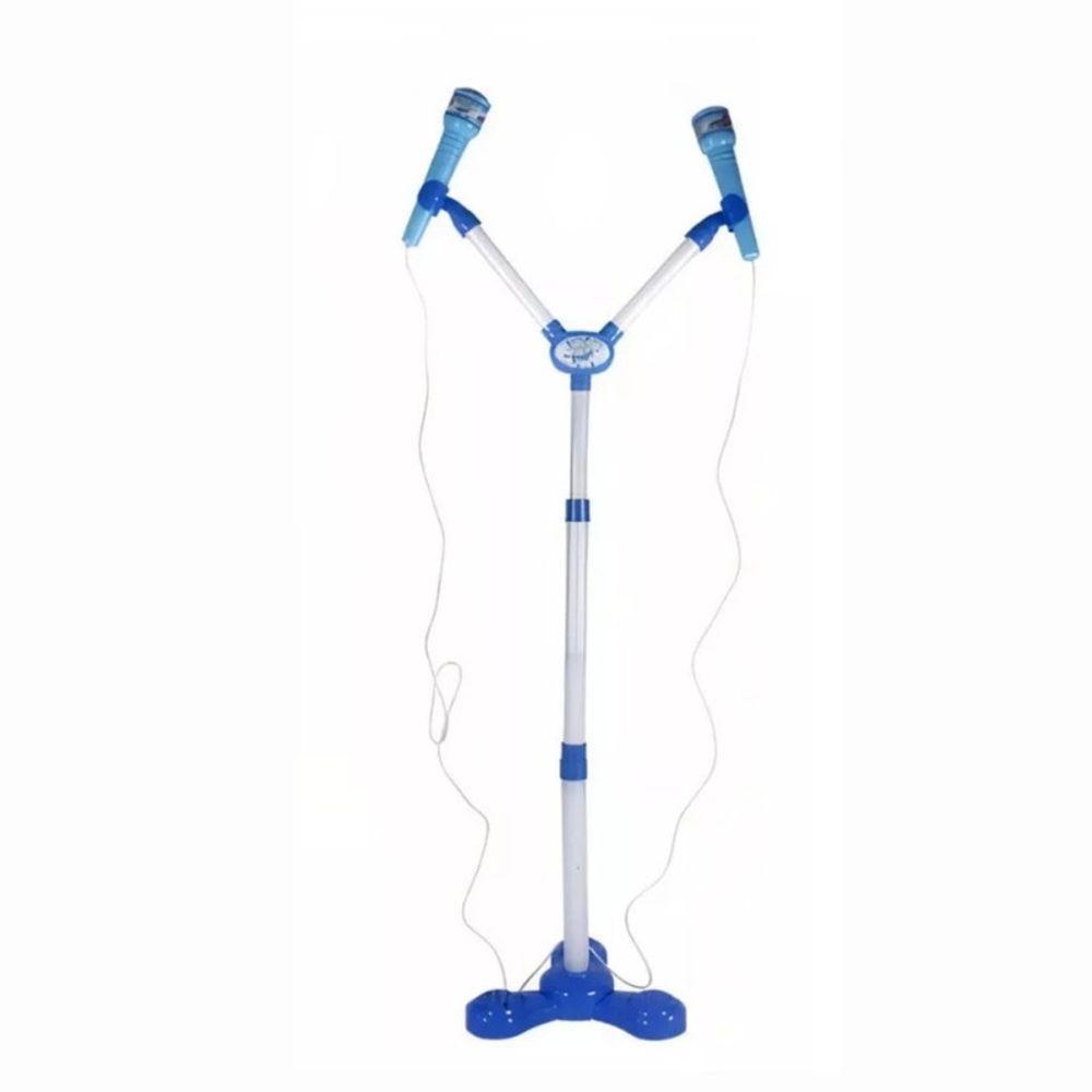 Kit Microfone Infantil Duplo Pedestal Luz Som Conecta Celula - 1