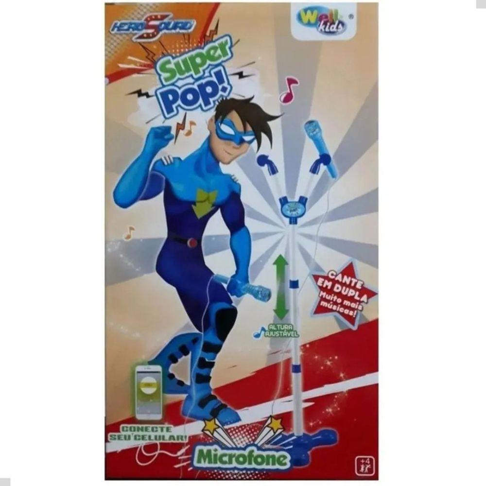 Kit Microfone Infantil Duplo Pedestal Luz Som Conecta Celula - 7