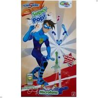 Kit Microfone Infantil Duplo Pedestal Luz Som Conecta Celula - 7