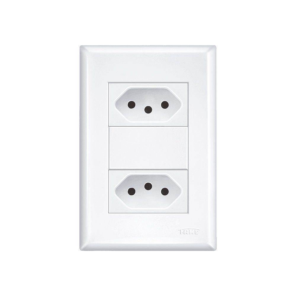 Tomada Dupla Fame Evidence 2p+t 10a Com Placa 4x2 Branco - 1