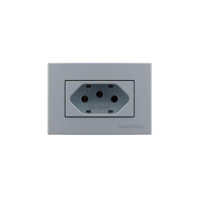 Placa Para Móveis 65x45 Com Tomada Margirius Sleek Colors 2p+t 10a Cinza Cinza