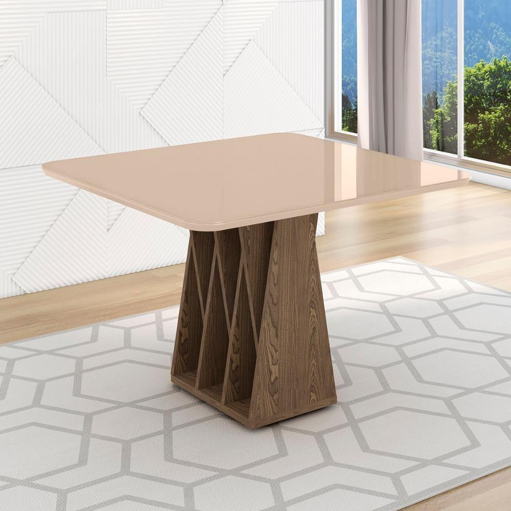 Mesa De Jantar Orquestra 4 Lugares Com Tampo De Vidro Carvalho-fendi - 2