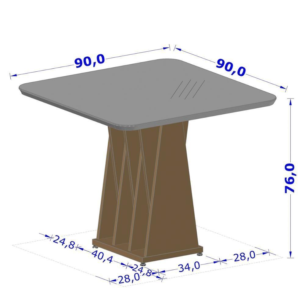 Mesa De Jantar Orquestra 4 Lugares Com Tampo De Vidro Carvalho-fendi - 3