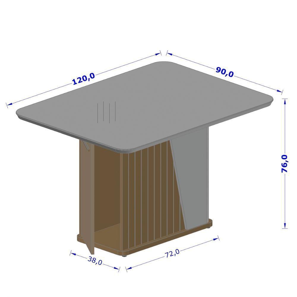 Mesa De Jantar Harmonia 4 Lugares Com Tampo De Vidro Naturale-off White - 4