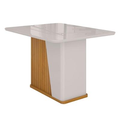 Mesa De Jantar Harmonia 4 Lugares Com Tampo De Vidro Naturale-off White
