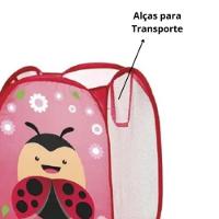Cesto Organizador Roupa Suja Brinquedos Infantil Telado Multiuso Quarto Banheiro Lavanderia Joaninha - 3