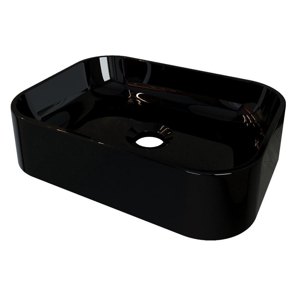 Cuba Pia Para Banheiro Retangular Oxford Preto Brilho - 1