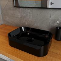 Cuba Pia Para Banheiro Retangular Oxford Preto Brilho - 2