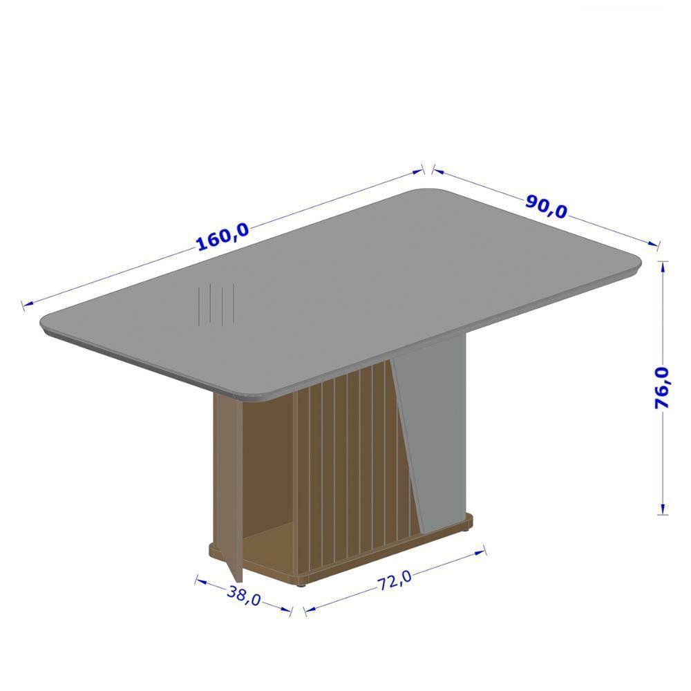 Mesa De Jantar Harmonia 6 Lugares Com Tampo De Vidro Carvalho-fendi - 2