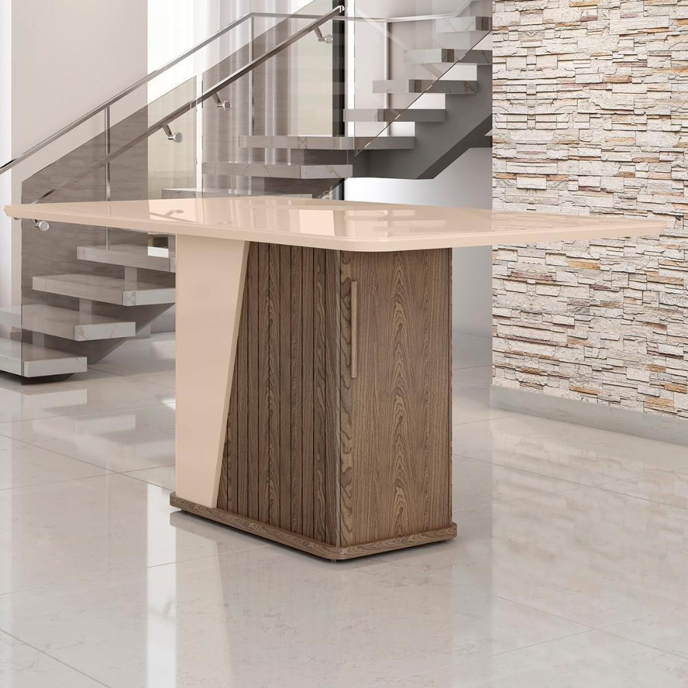 Mesa De Jantar Harmonia 6 Lugares Com Tampo De Vidro Carvalho-fendi - 3