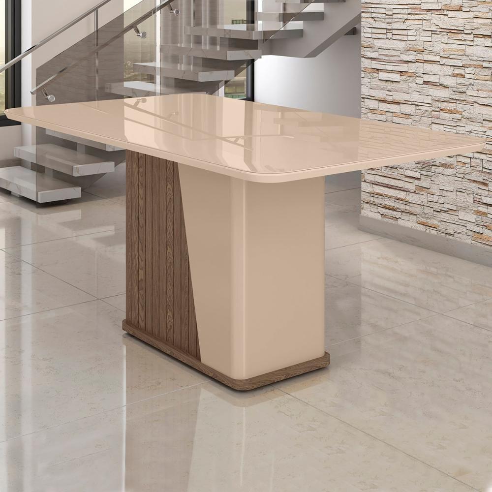 Mesa De Jantar Harmonia 6 Lugares Com Tampo De Vidro Carvalho-fendi - 4