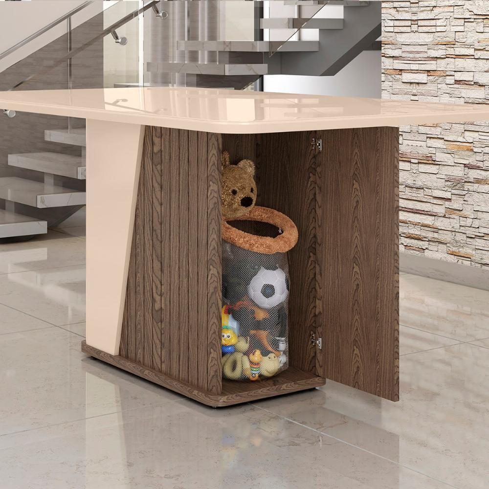 Mesa De Jantar Harmonia 6 Lugares Com Tampo De Vidro Carvalho-fendi - 5