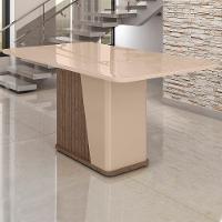 Mesa De Jantar Harmonia 6 Lugares Com Tampo De Vidro Carvalho-fendi