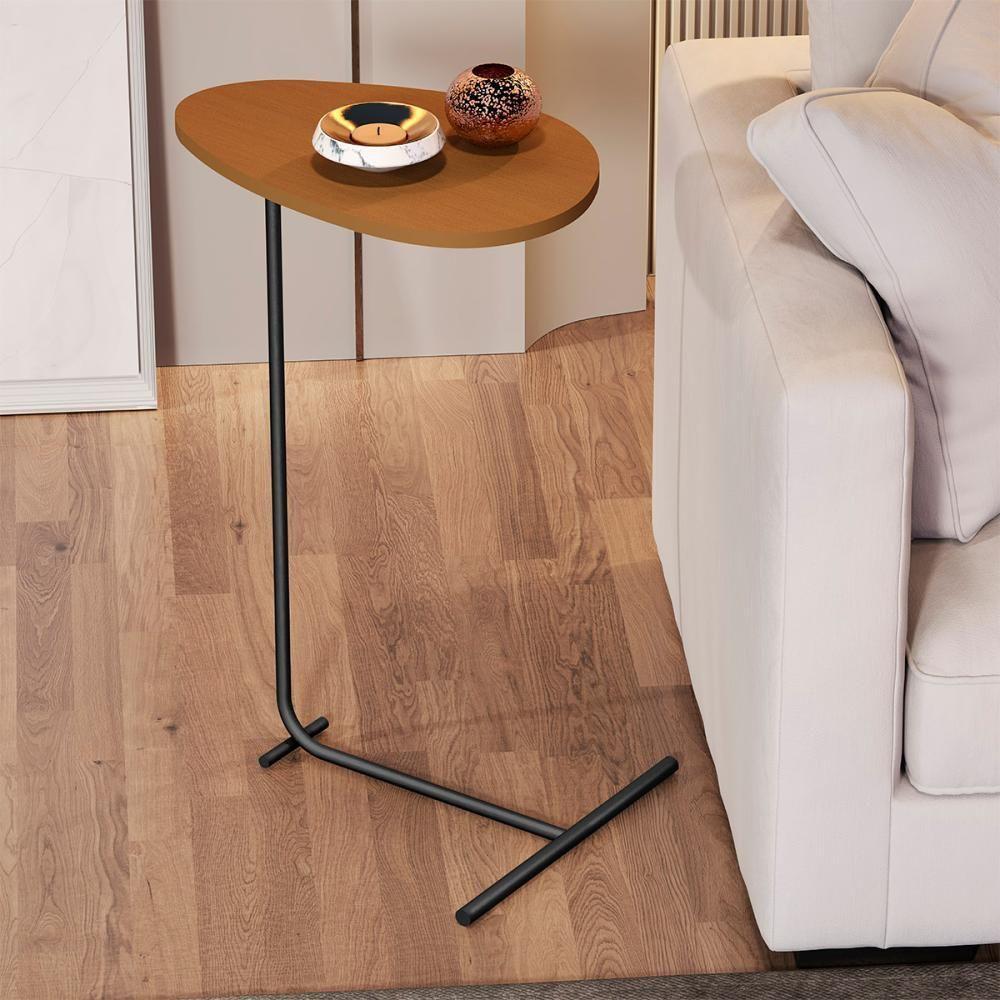 Mesa De Apoio De Sofá Orgânica Alamanda Com Pés De Metal Nature-preto Nature-preto - 2