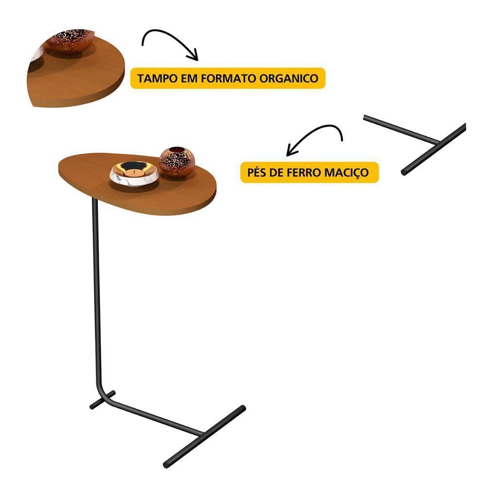 Mesa De Apoio De Sofá Orgânica Alamanda Com Pés De Metal Nature-preto Nature-preto - 3
