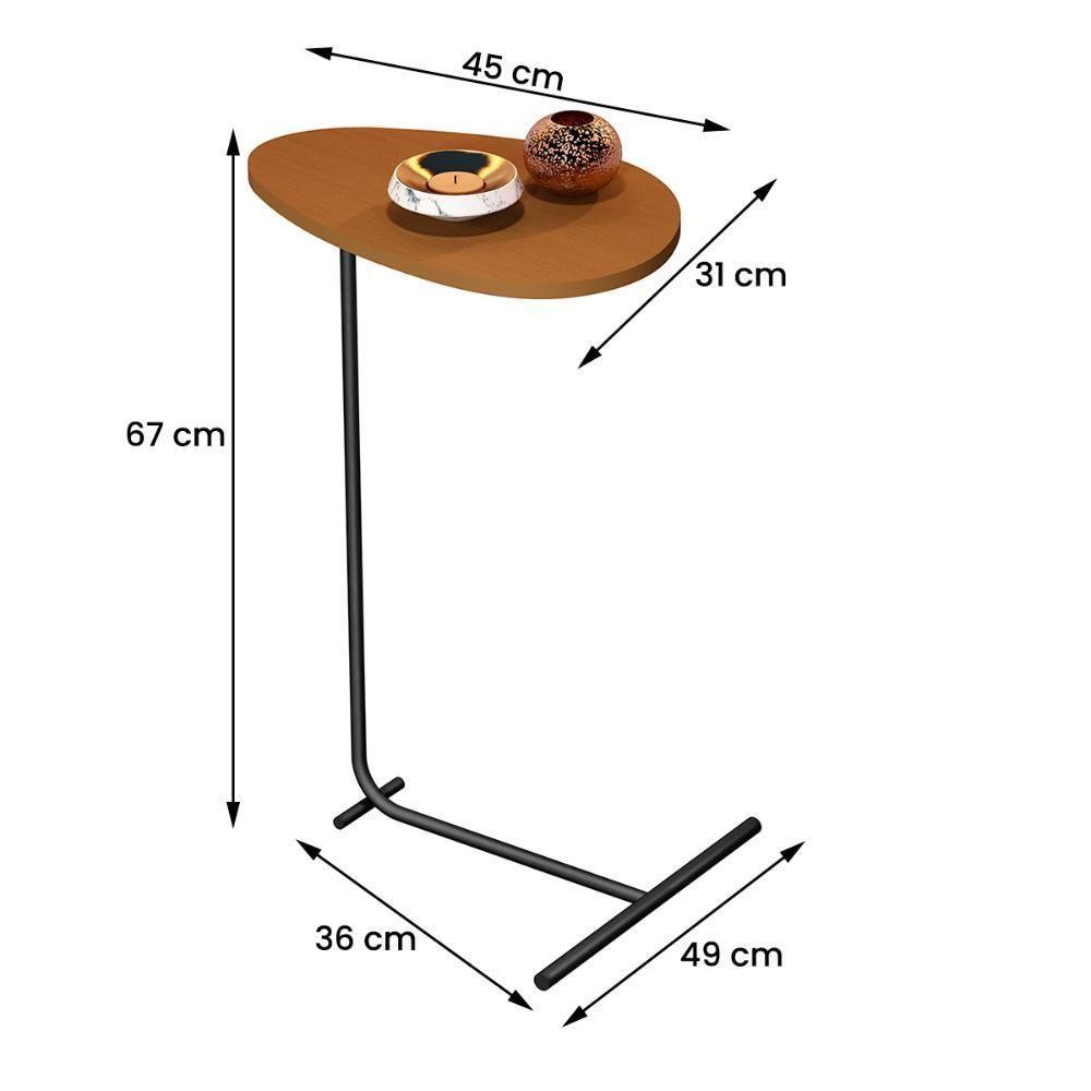 Mesa De Apoio De Sofá Orgânica Alamanda Com Pés De Metal Nature-preto Nature-preto - 4