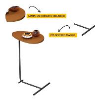 Mesa De Apoio De Sofá Orgânica Alamanda Com Pés De Metal Nature-preto Nature-preto - 3