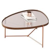 Mesa De Centro Organica Alamanda Espelhada Com Pés Metálicos Castanho-bronze - 1