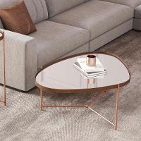 Mesa De Centro Organica Alamanda Espelhada Com Pés Metálicos Castanho-bronze - 2