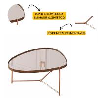 Mesa De Centro Organica Alamanda Espelhada Com Pés Metálicos Castanho-bronze - 3