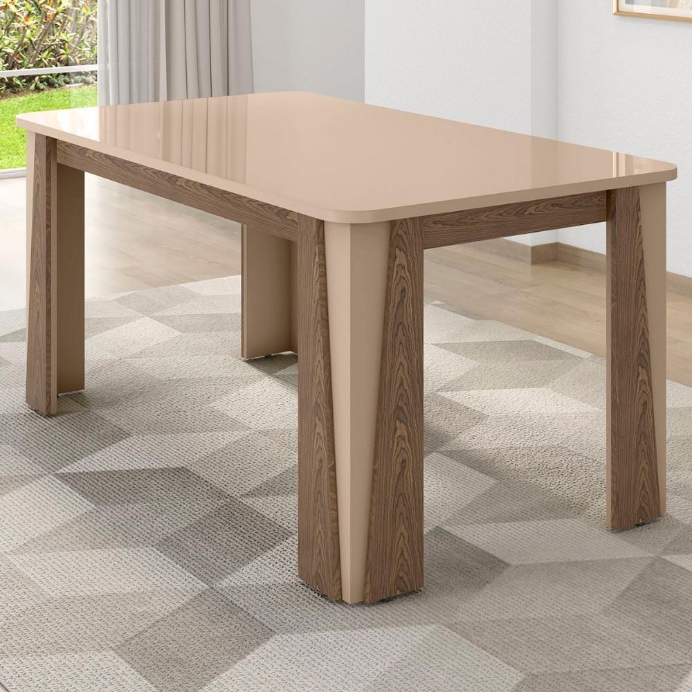 Mesa De Jantar Opera 6 Lugares Com Tampo De Vidro Carvalho-fendi - 2