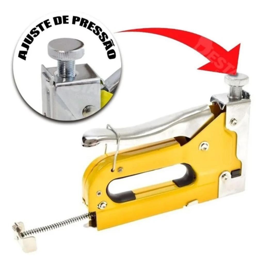 Kit Grampeador Pinador Tapeceiro Profissional 3 Em 1 Completo Metal Manual Alta Pressao Profissional Madeira Forro - 4