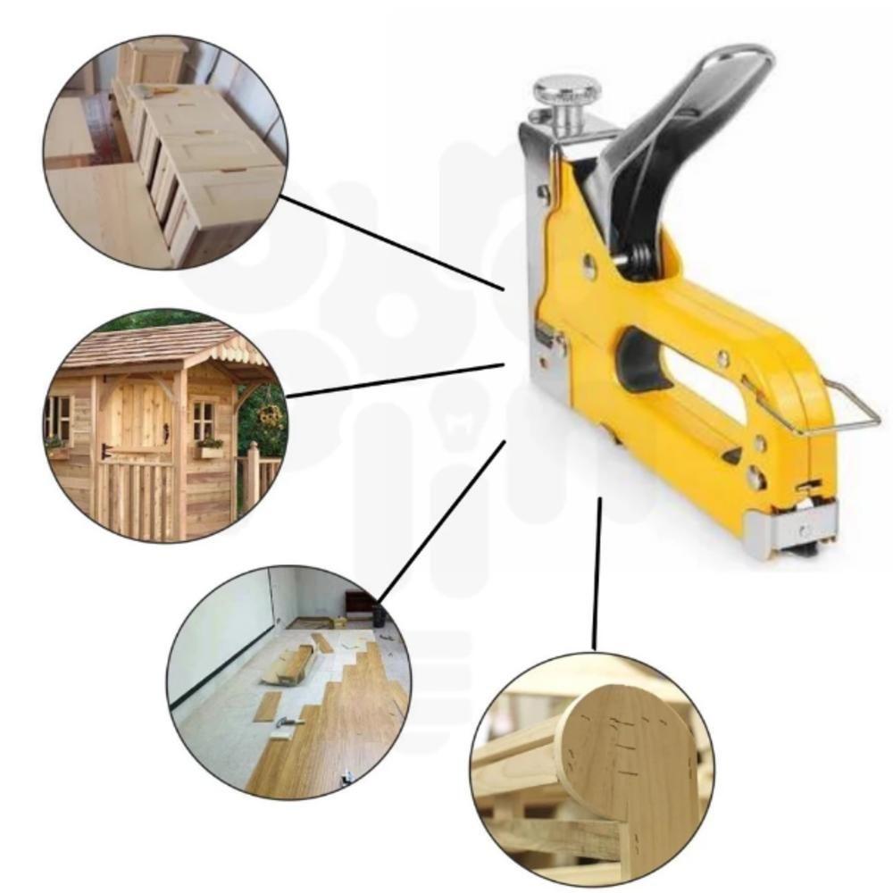 Kit Grampeador Pinador Tapeceiro Profissional 3 Em 1 Completo Metal Manual Alta Pressao Profissional Madeira Forro - 6