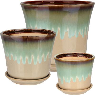 Jogo 3 Cachepô Vaso Planta Decorativo Home&co Cerâmica Verde