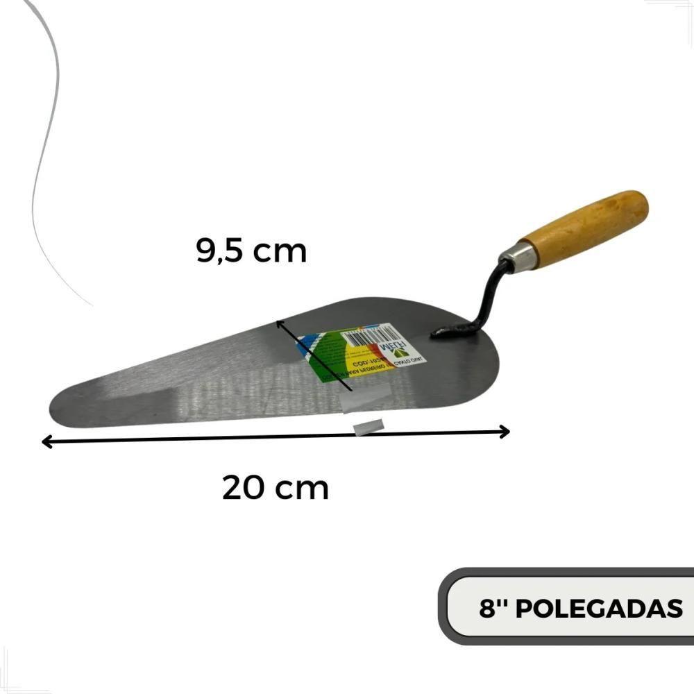 Colher De Pedreiro Canto Oval Profissional Espatula Construcao Jardinagem 8 Polegadas Cabo De Madeira - 6