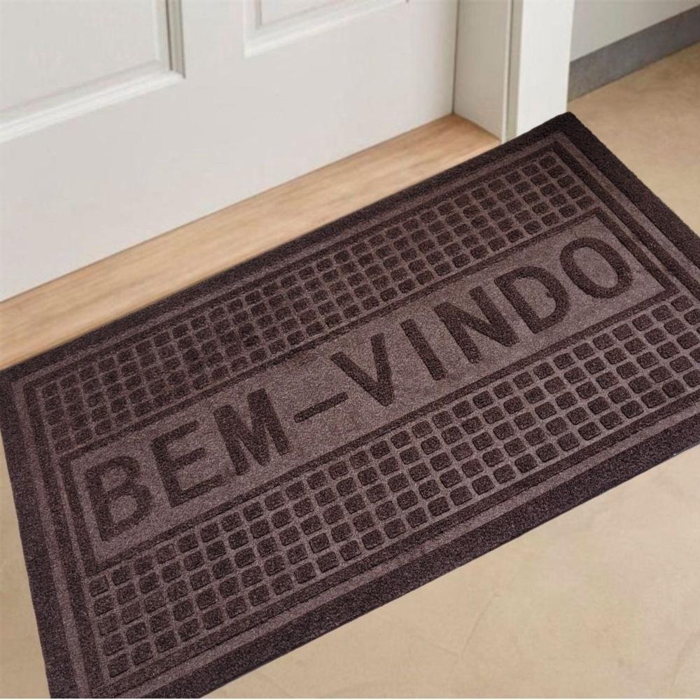 Capacho Emborrachado Aveludado Entrada Porta Loja Apartamento Tapete Antiderrapante Bem Vindo Marrom - 4