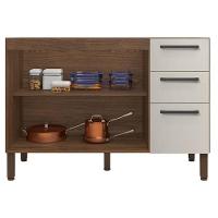 Balcão De Pia Ambiente Mad Versalhes 120 Cm Com Tampo Nogueira Off White - Kits Paraná - 3