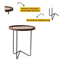 Mesa Lateral Alamanda Sala Espelhada Com Pés Metálicos Castanho-preto - 3