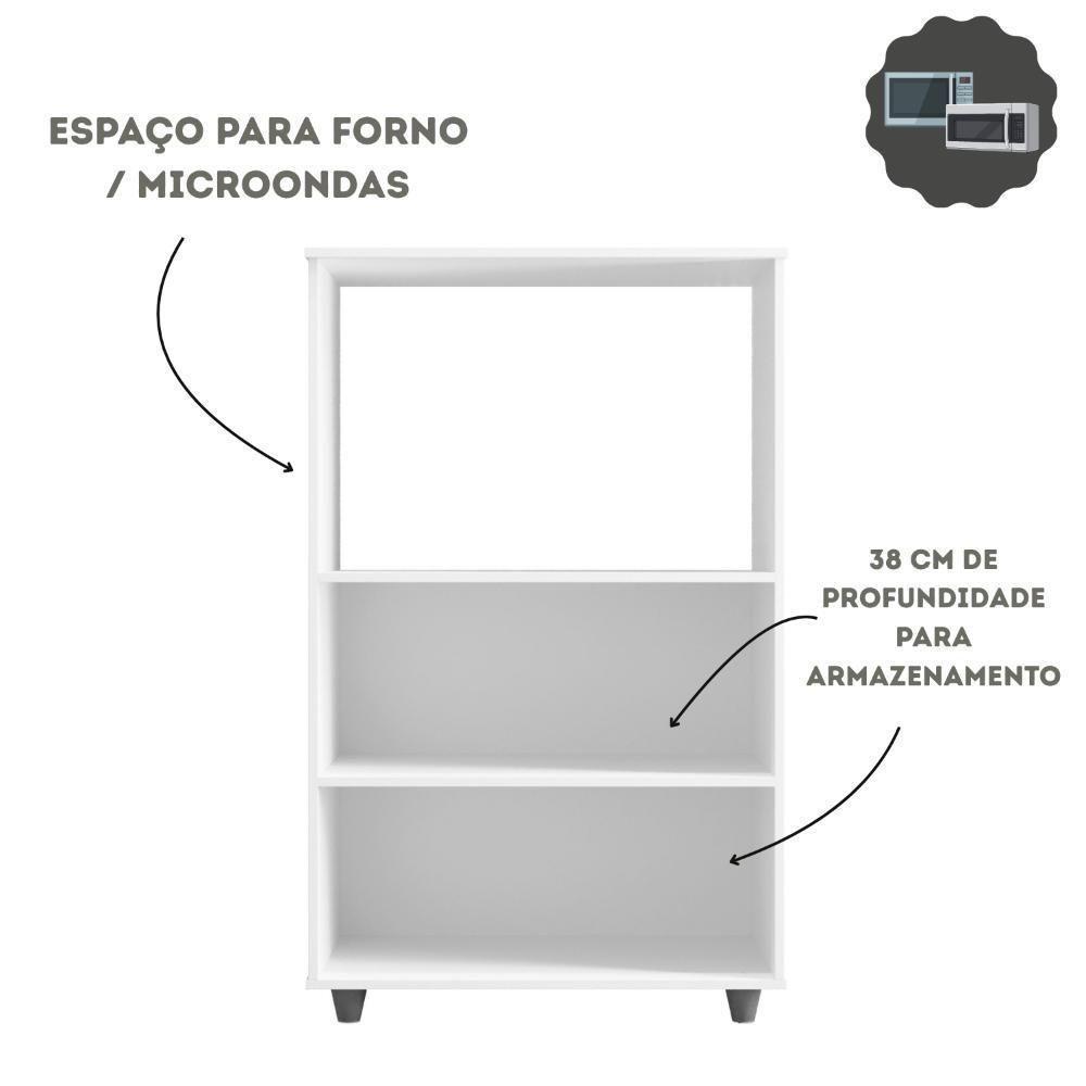 Balcão Multiuso Dispensa Para Microondas 2 Portas - Branco Branco - 3