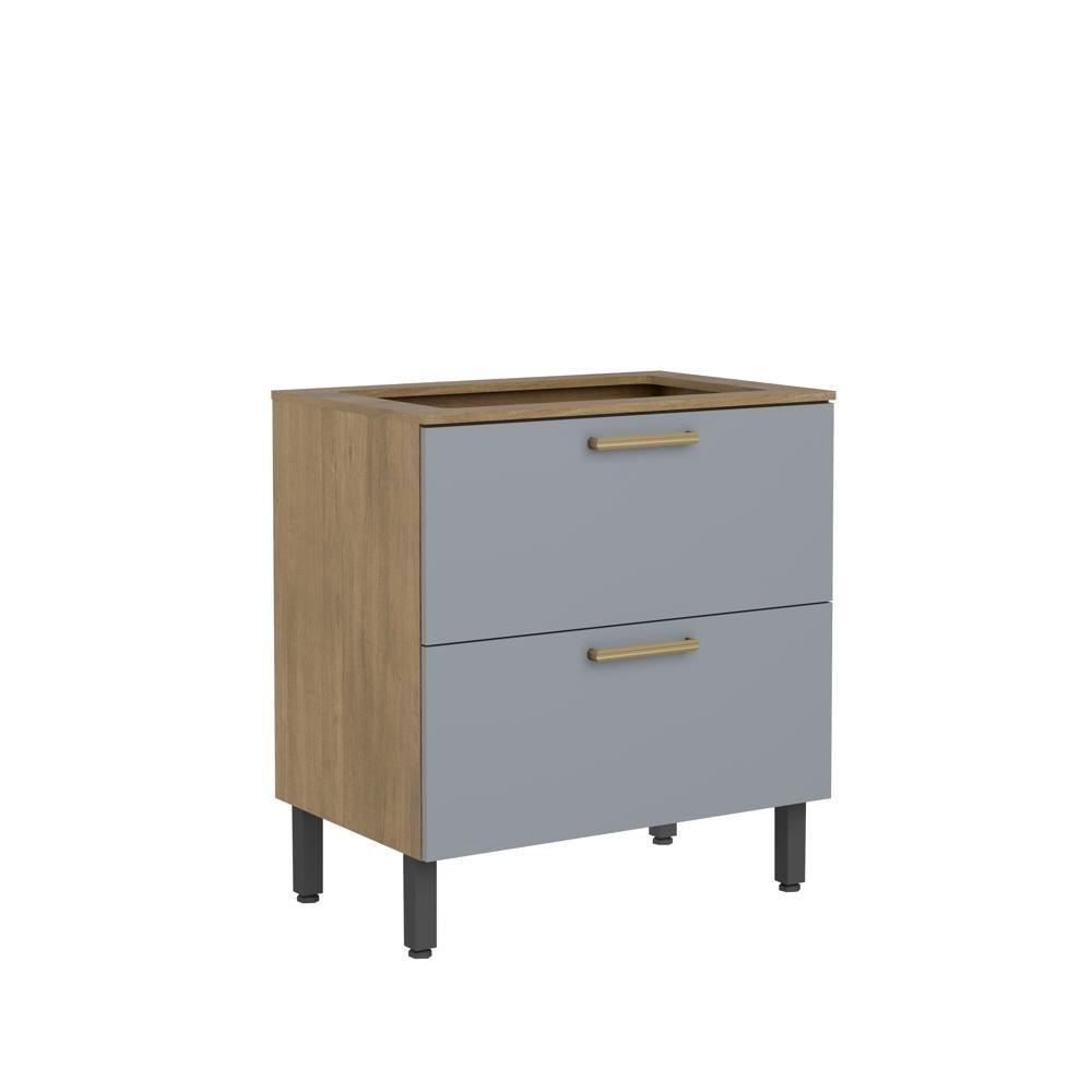 Balcão Para Cooktop 1 Porta 1 Gavetão Grey Sky Axé Bertolini Cinza/carvalho - 1