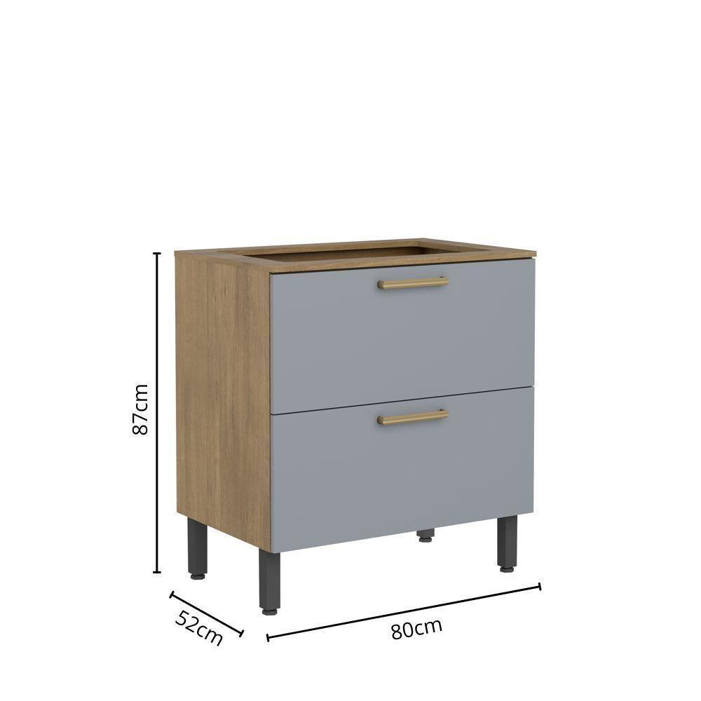 Balcão Para Cooktop 1 Porta 1 Gavetão Grey Sky Axé Bertolini Cinza/carvalho - 2