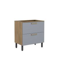 Balcão Para Cooktop 1 Porta 1 Gavetão Grey Sky Axé Bertolini Cinza/carvalho - 1