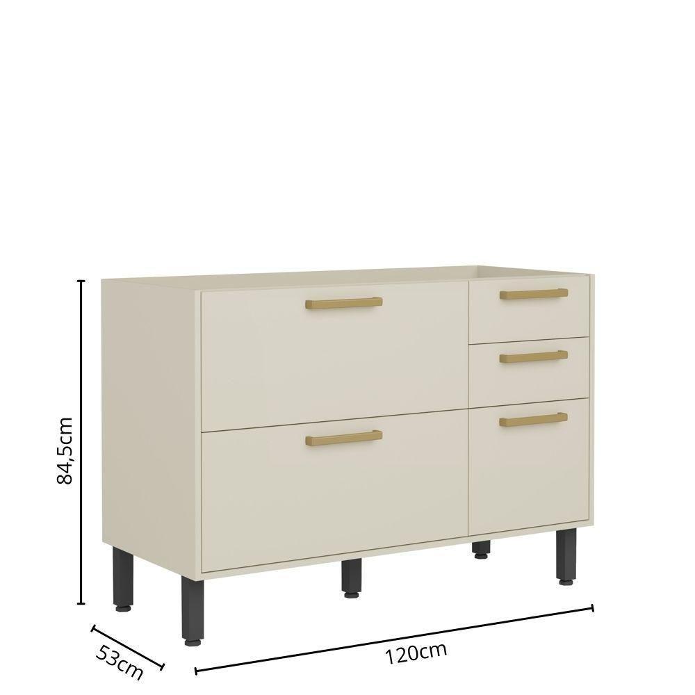 Balcão Sem Tampo Com 3 Portas 2 Gavetas Arenas Bertolini Areia - 2