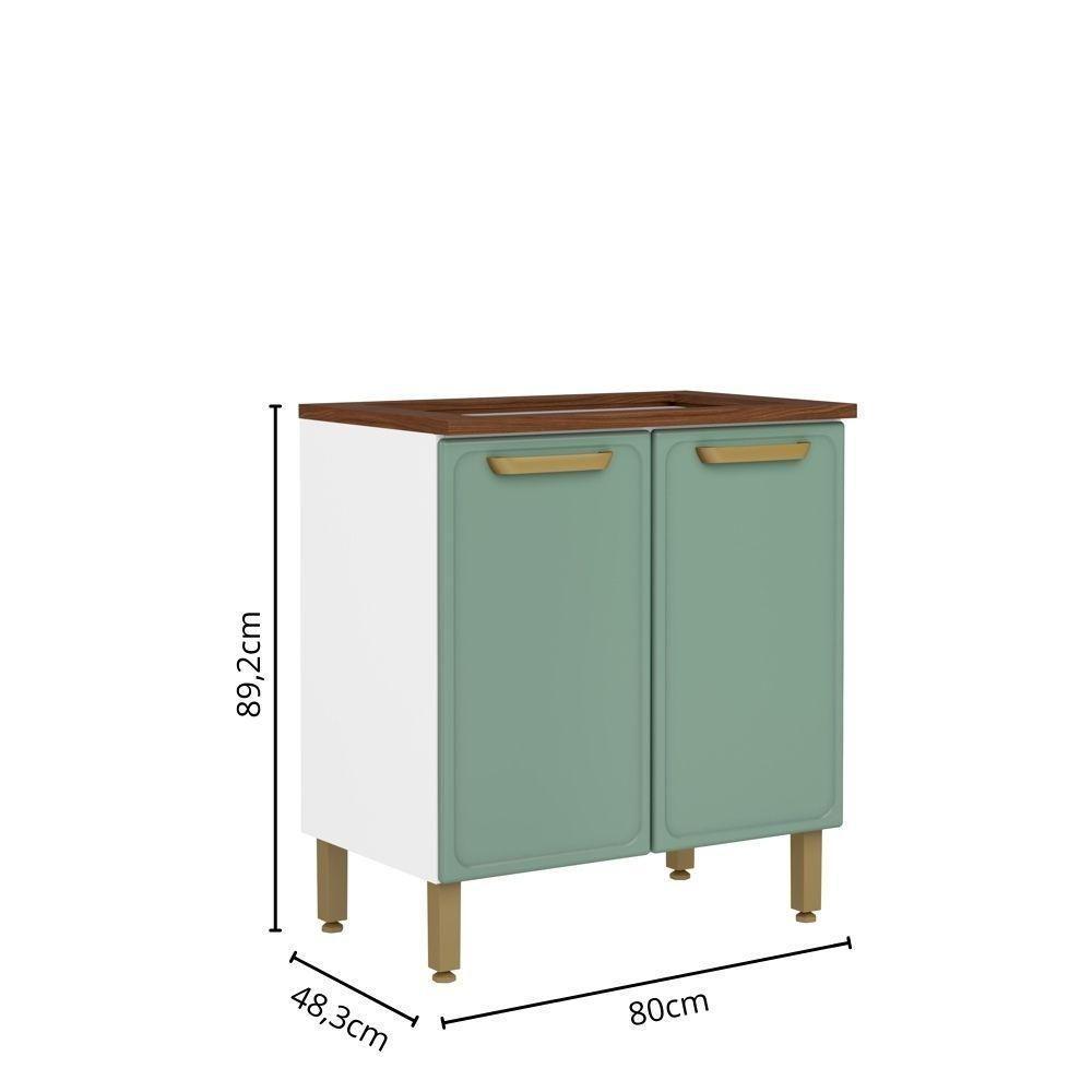 Balcão De Aço Para Cooktop 2 Portas Verde Bella Bertolini Verde/branco - 2