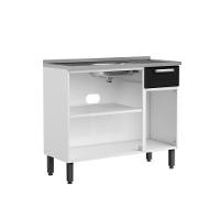 Balcão De Aço Com Pia 3 Portas 1 Gaveta Preto Bertolini Branco/preto - 3