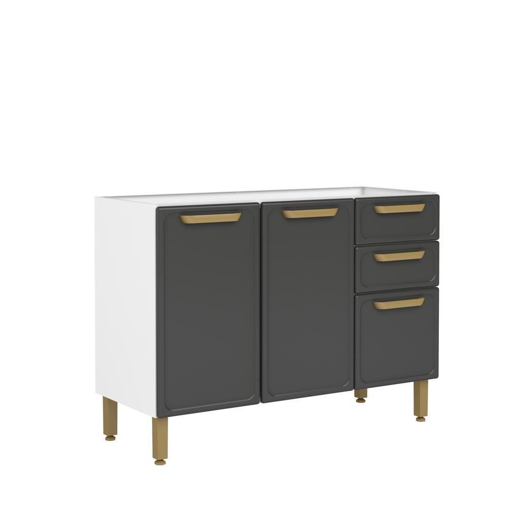 Balcão De Aço 3 Portas 2 Gavetas Grafite Bella Bertolini Grafite/branco - 1