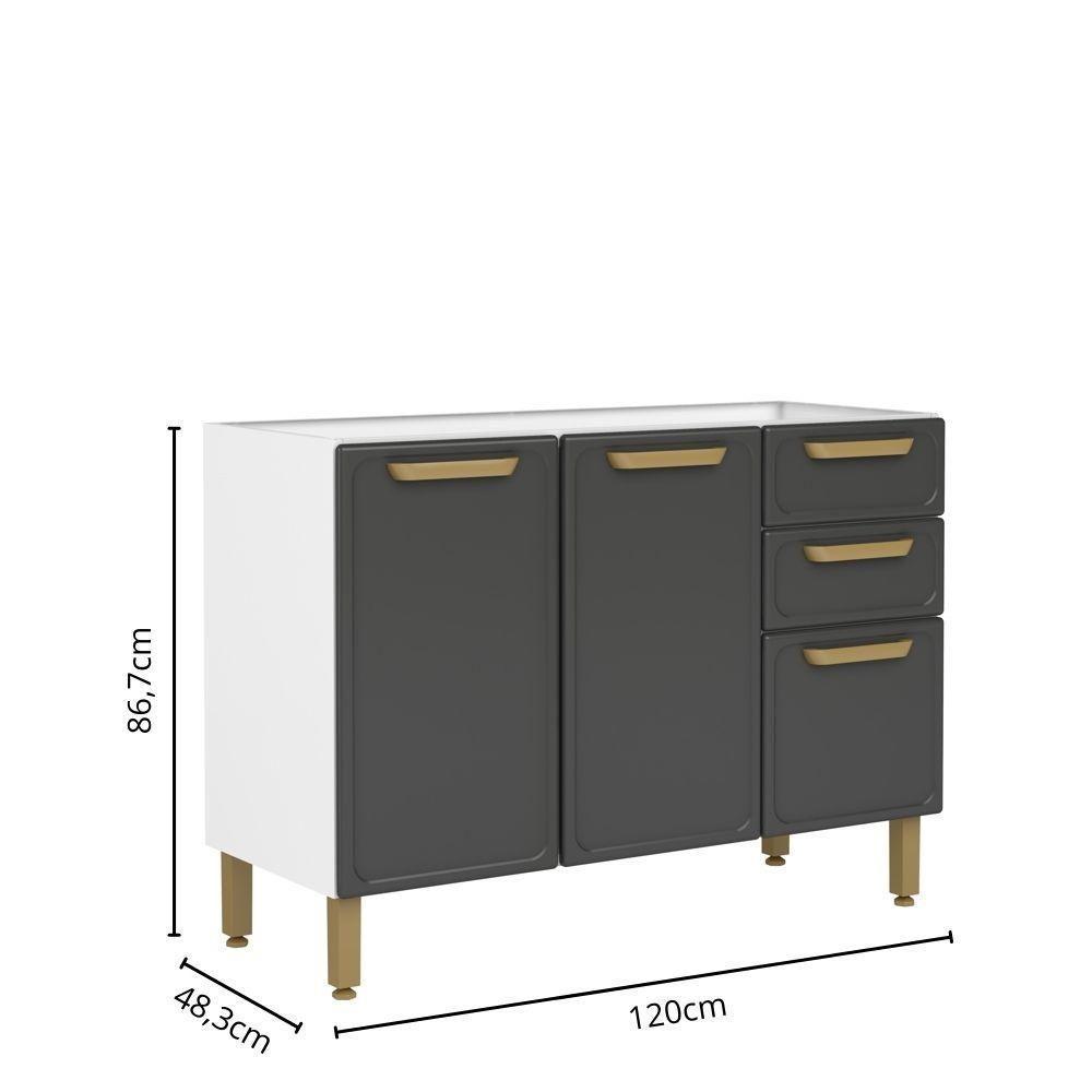 Balcão De Aço 3 Portas 2 Gavetas Grafite Bella Bertolini Grafite/branco - 2