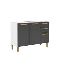 Balcão De Aço 3 Portas 2 Gavetas Grafite Bella Bertolini Grafite/branco - 1