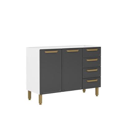 Balcão De Aço 2 Portas 4 Gavetas Grafite Bella Bertolini Grafite/branco