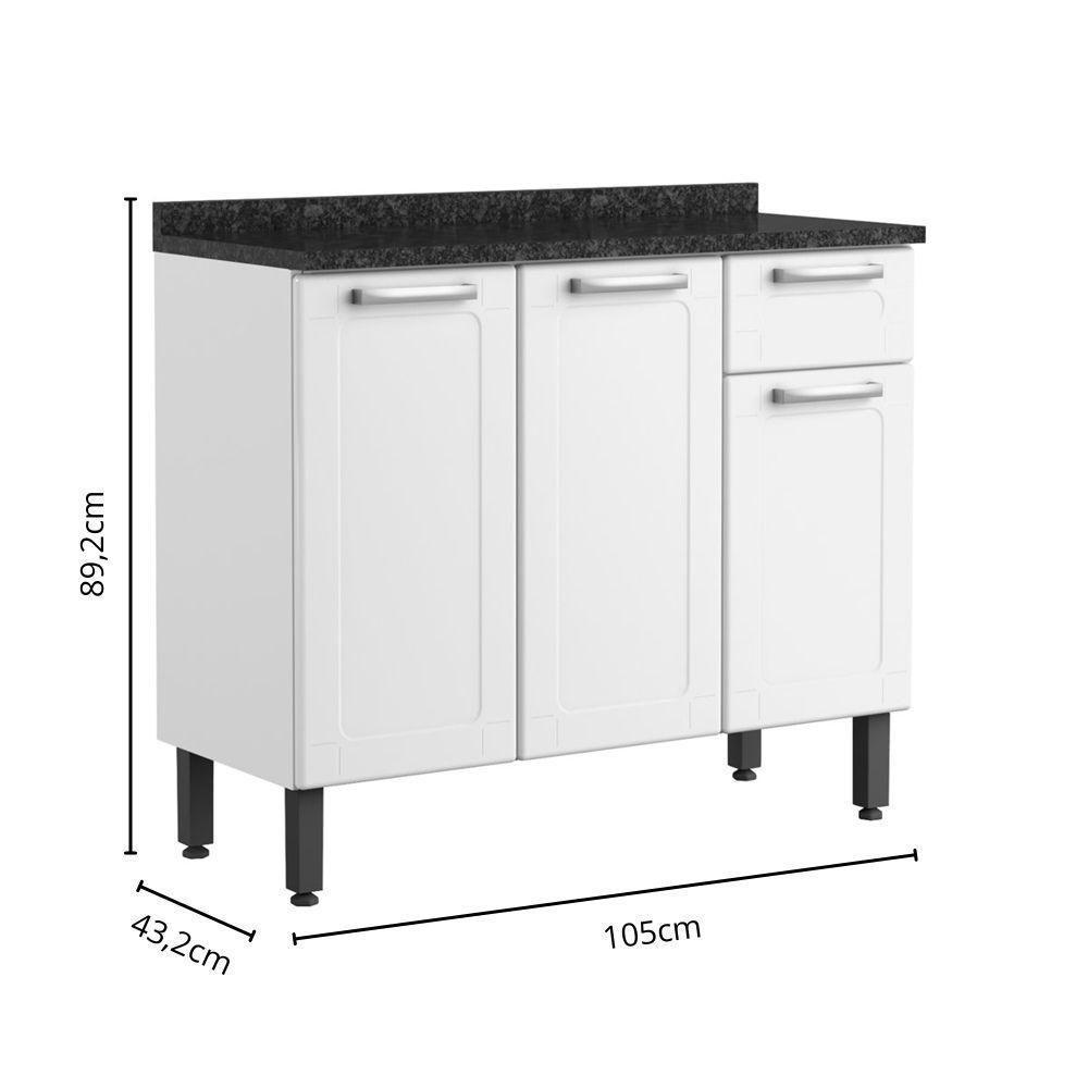 Balcão De Aço Tampo 3 Portas 1 Gav Branco Múltipla Bertolini Branco - 2