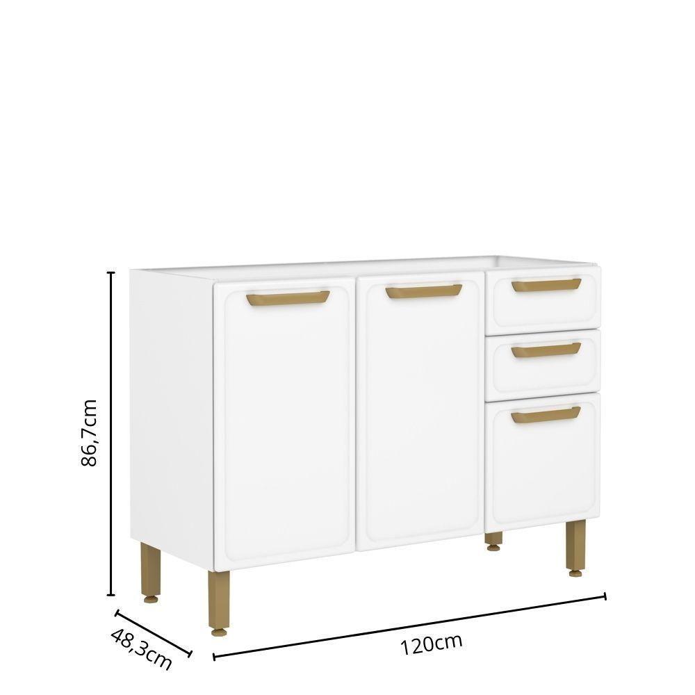 Balcão De Aço 3 Portas 2 Gavetas Branco Bella Bertolini Branco - 2