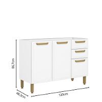 Balcão De Aço 3 Portas 2 Gavetas Branco Bella Bertolini Branco - 2