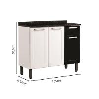 Balcão De Aço Tampo 3 Portas 1 Gaveta Preto Branco Bertolini Branco/preto - 2